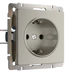 Изображение Розетка с заземлением и шторками (дымчатый матовый) W1271104